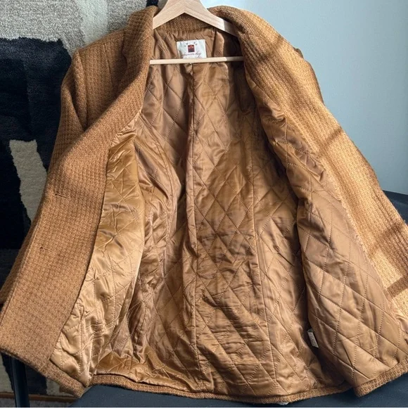 Vintage 80s/90s Tan Wool Blazer Jacket | Size M - Picture 6 of 8